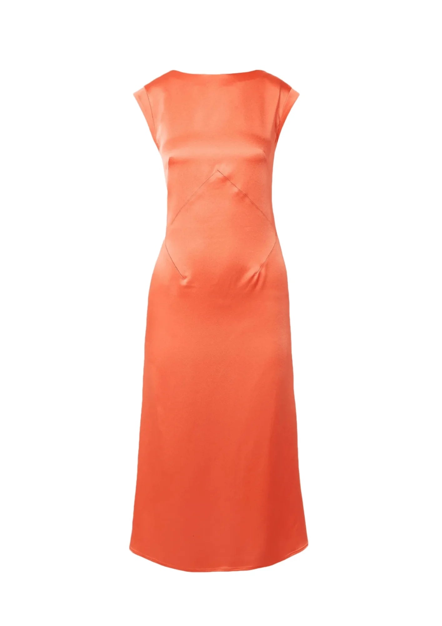 Casual Designer Midi Dresses -CORAL WASHED-SATIN MIDI DRESS