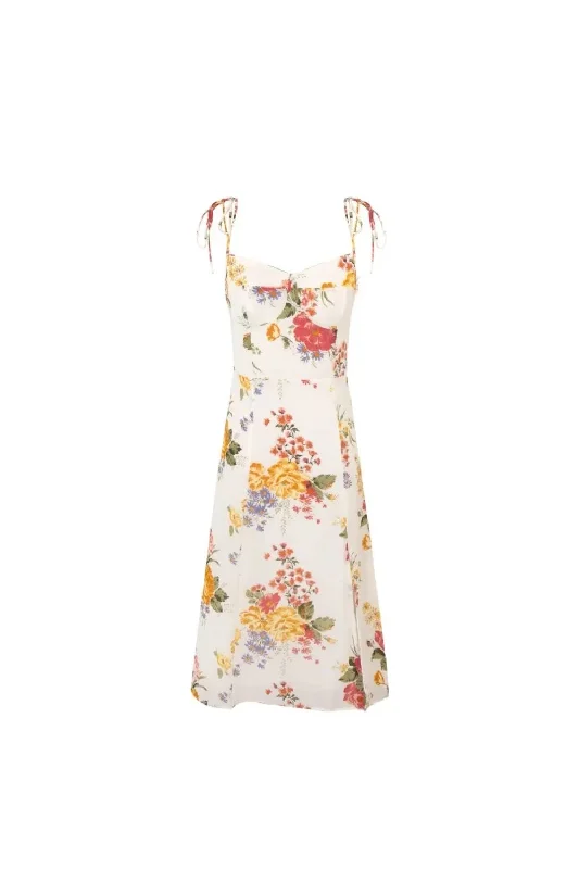 Office Midi Dresses -'Imogen' Strappy Sleeveless Floral Printed Midi Dress