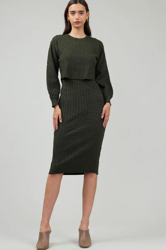 Petite Polka Dot Midi Dresses -SWEATER MIDI DRESS