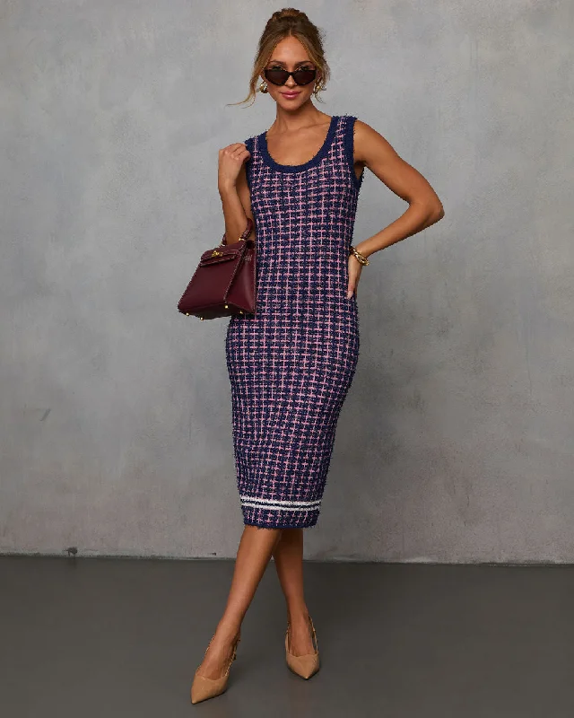 Casual Designer Midi Dresses -Clarasi Tweed Midi Dress