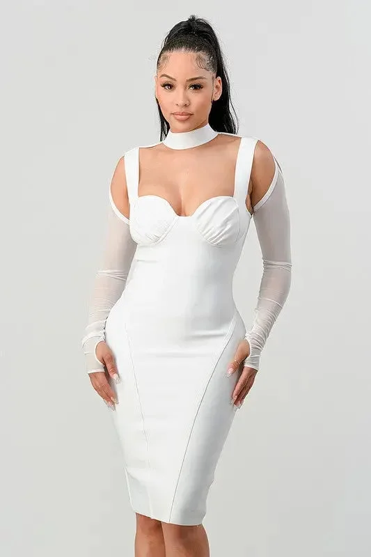 Festival Midi Dresses -ATHINA Chic Contour Cold-Shoulder Midi Dress