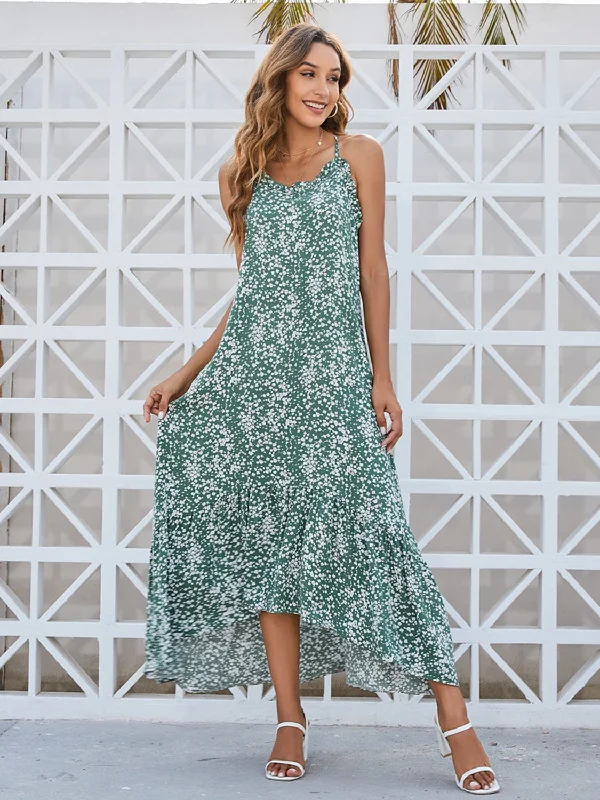 High-End Club Midi Dresses -Ditsy Floral Scoop Neck Midi Cami Dress