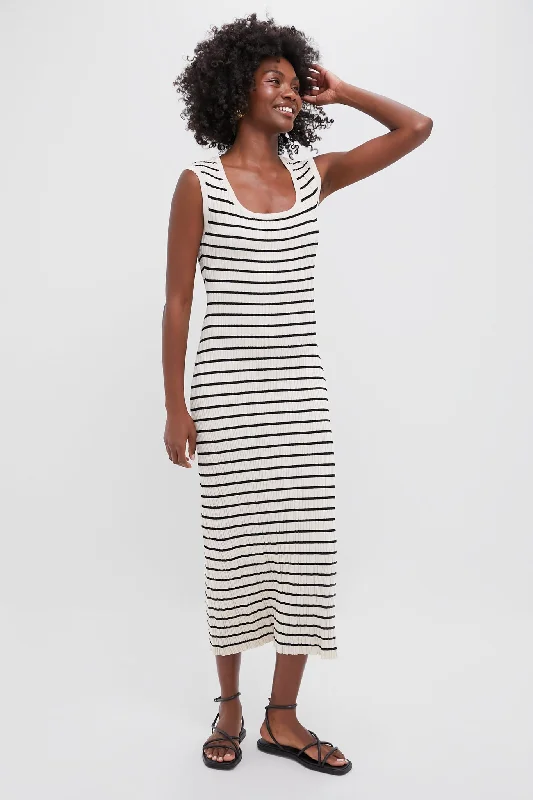 Retro Midi Dresses -Sandshell Gisele Stripe Midi Dress