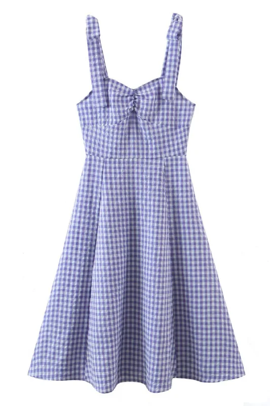 Pink Sexy Club Midi Dresses -'Chloe' Gingham Sleeveless Midi Dress