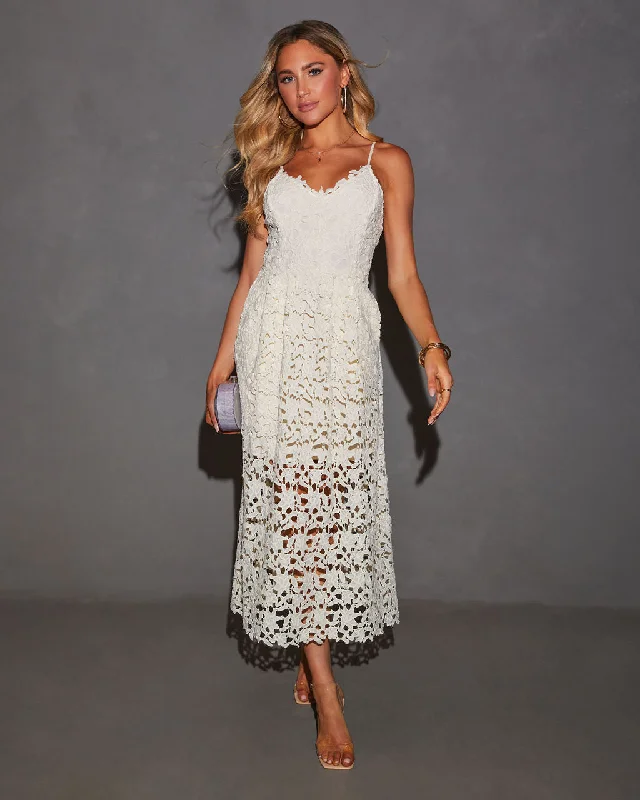 Polka Dot Midi Dresses -Picturesque Lace Midi Dress