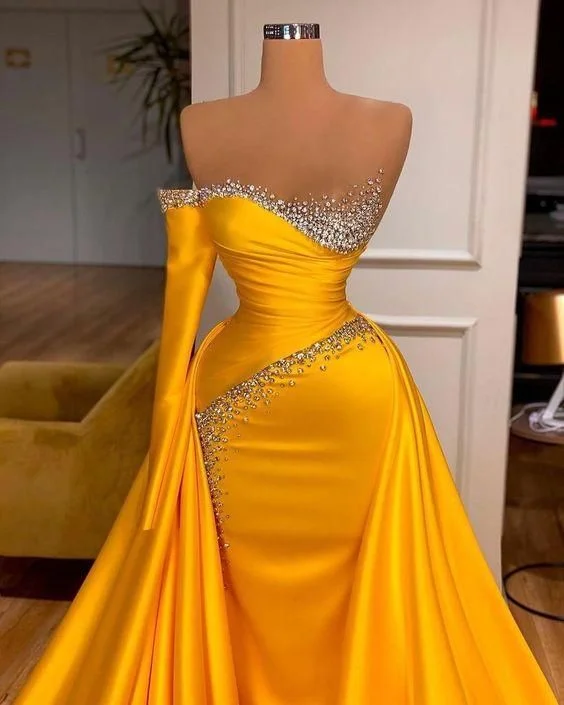 Retro Beaded Evening Dress -A-line Long Prom Dresses Girls Dresses Party Dress Formal Dress Evening Dresses C2296