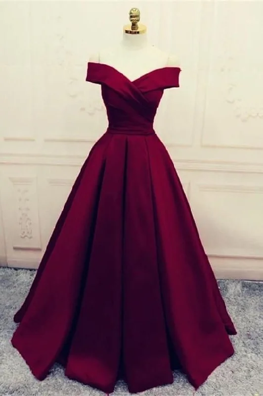 Sophisticated Orange V-Neck Evening Dress -Burgundy prom dress,off the shoulder evening dress,formal gown long  C2015