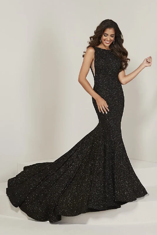 Wedding Black Modern Evening Dress -Glitter Jersey Sleeveless Mermaid Gown by Tiffany Designs 16368