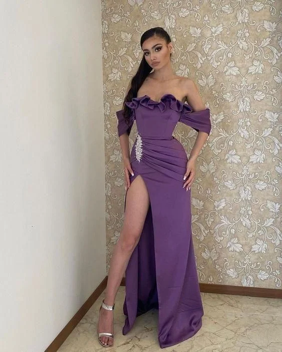 Retro Evening Dress -Purple long evening dress Prom Dress C2328