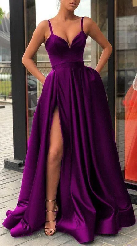 Halter Evening Dress -Purple prom dresses,purple evening gowns,long prom dresses C2311