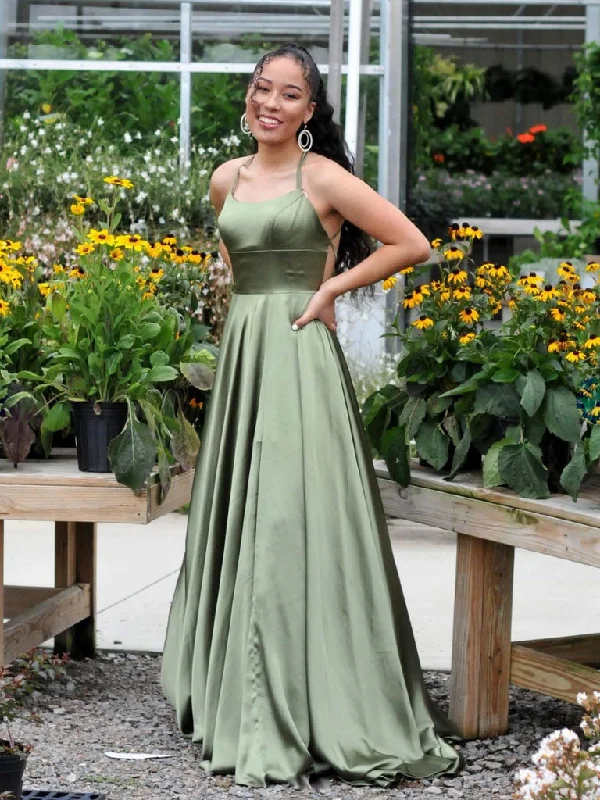 Velvet Evening Dress -Simple green satin long prom dress, green evening dress C2325