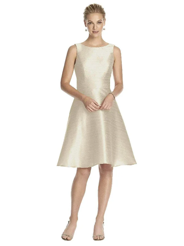 Alfred Sung D681 - Bateau Neck Satin Cocktail Dress