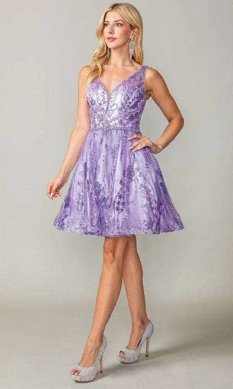 Dancing Queen 3364 - Sleeveless Glitter Cocktail Dress