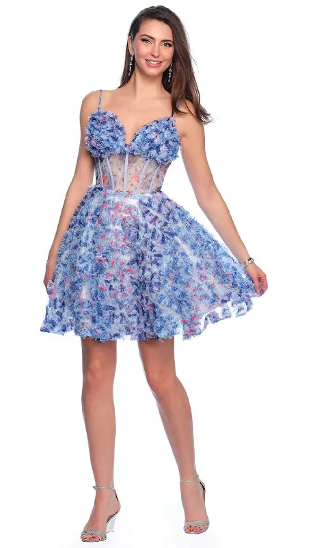 Dave & Johnny 11768 - Illusion Waist Ruffles Cocktail Dress