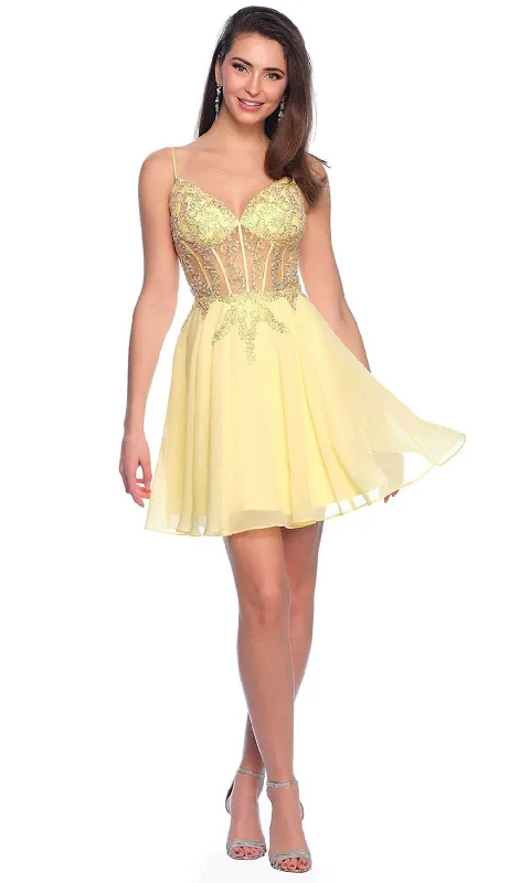 Dave & Johnny 11789 - Sheer Corset Sweetheart Cocktail Dress