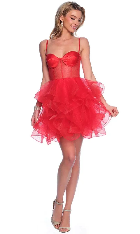 Dave & Johnny 11827 - Sleeveless Ruffled Tulle Skirt Cocktail Dress