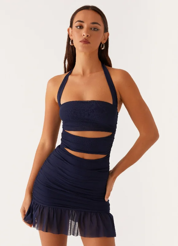 Orange Strapless Mini Dresses -Devyn Mini Dress - Navy